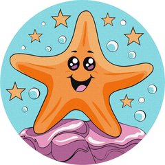 Картина раскраска по номерам на холсте d-19см Идейка КНО-R1052 Веселая морская звезда