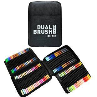 Маркер-пензель акварельний Dual Brush двосторонній, набір 168кол у текстильному пеналі DB-001-168