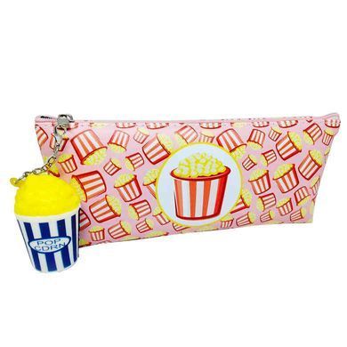 Косметичка-пенал ЛИДЕР PVC 20*7,5*3,5см, PopCorn мікс, брелок сквіш №888-14