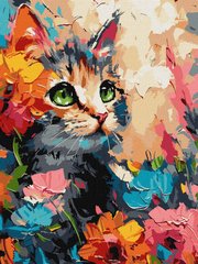 Картина раскраска по номерам на холсте - 30*40см Идейка КН6598 Пушистый котик