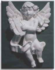 Фигурка гипс для декорирования панно Ангел с лирой 19,5см Б-А2