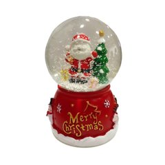 Сувенир Новогодний шар со снегом d-8см с Дедом Морозом, музыкальный, светящийся 13см E-7-80