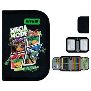 Пенал 1 отделение с 2 отворотами с наполнением Kite мод 622 Ninja Turtles NT26-622H