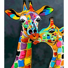 Картина раскраска по номерам на холсте - 40*50см Sultani ST8027-4/X868 Разноцветные жирафы