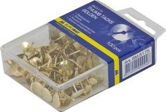 Кнопки золотые BUROMAX 100шт в пластиковом футляре BM.5175