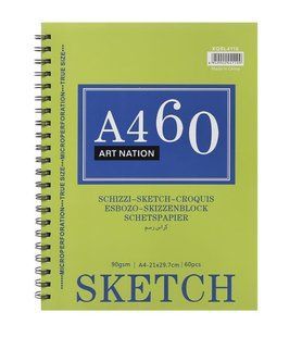 Альбом для эскизов скетчбук 23*30см 60л. 90г/м2 Art Nation SketchPad на спирали XQSL4110