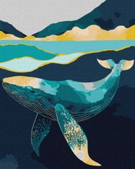 Картина раскраска по номерам на холсте - 40*50см Идейка КН6522 Утонченный кит, с красками металлик