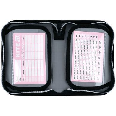 Пенал 1 отделение с 2 отворотами Kite мод 622 Black`Silver K26-622-5