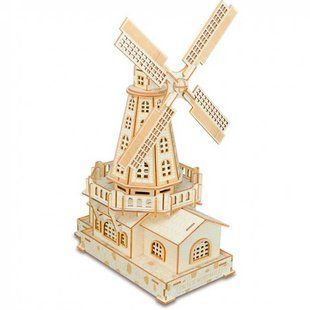 Модель 3D дерев'янна сборна WoodCraft XF-G003 Голанський млин 19,5*23*33,5см