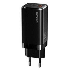 СЗУ Сетевое зарядное устройство GaN Usams US-CC110 65W 1USB 2USB-C Black CC110TC01