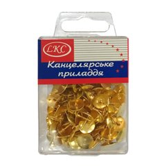 Кнопки-гвозди LKC 100шт золото в пластиковом футляре 1027