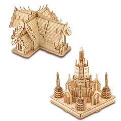 Деревянная сборная 3D модель WoodCraft Храм Ват Арун и Храм Рассвета Ват 2в1 XE-G015B