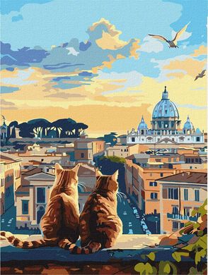 Картина раскраска по номерам на холсте - 30*40см Идейка КН6606 Котик в Риме