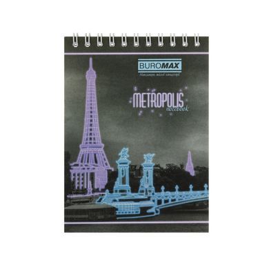 Блокнот на спіралі А6 48арк картон обкл Buromax Metropolis кл. BM.24645101-**, Червоний