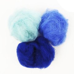 Набор шерсти для валяния кардочесанной Синие оттенки 3 цв.*10 г Rosa Talent 1203367