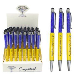 Ручка шариковая с камушками и стилусом Crystal Розцветай Украина 271-2-UA
