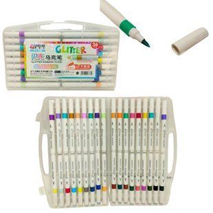 Маркеры для скетчинга Aodemei набор 36 шт Glitter Marker кисточка 6157-36 в пластиковом боксе