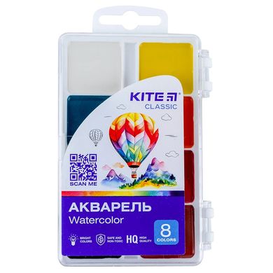 Акварельні фарби 8кол. Kite Classic пласт/уп без/п K-065