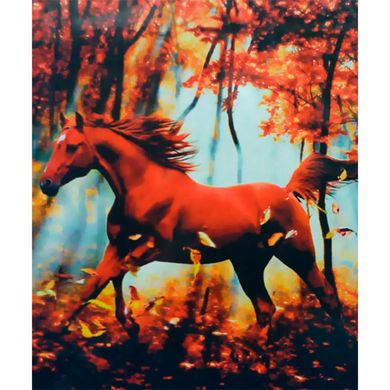 Алмазна мозаїка по номерам на холсті 40*50см NEW WORLD HCH8113 Кінь в осінньому лісі