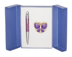Ручки набір LANGRES "Papillon" 1шт.+гачок для сумки фіолет LS.122010-07