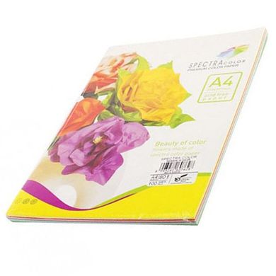 Бумага цветная для принтера Микс Насыщенная А4 80г/м 100л. SPECTRA color Радуга 5*20л.