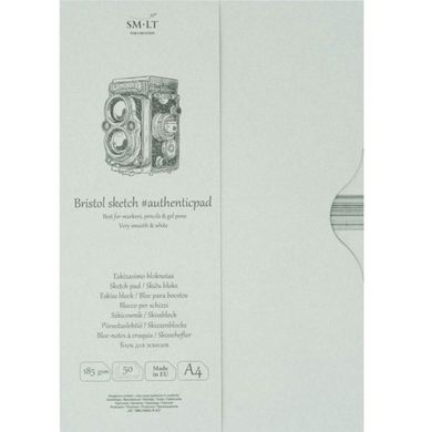 Бумага-склейка для рисования Smiltainis Authentic Bristol А4 21*29,7 см 50л. 185г/м2 белая и гладкая, в папке EA-50