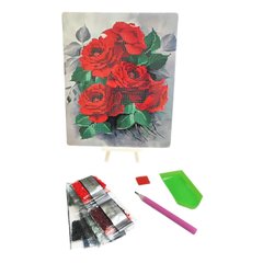 Алмазна мозаїка по номерам, картон 21*25см ООПТ з інструментом та мольбертом D21252 Червоні троянди