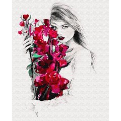 Картина раскраска по номерам на холсте - 40*50см Никитошка GX32429 Девушка с орхидеями