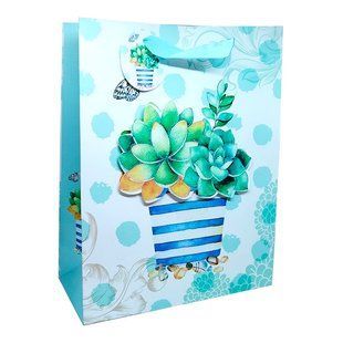 Пакет подарочный бумажный 30*41,5*12см Кактусы ML-6029-L