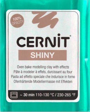 Глина полімерна CERNIT Shiny 56гр глітер CR-CE0890056***, Зелений