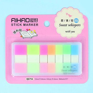 Закладки-індекси липкі Aihao Neon 44x12мм 5шт по 20арк, 44*20мм 2шт по 20арк 66714