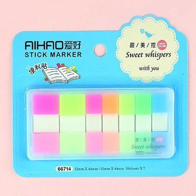 Стикеры-закладки Aihao Neon 44x12мм 5шт по 20л., 44*20мм 2шт по 20л. 66714