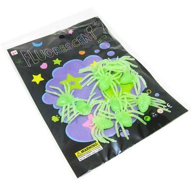 Хеллоуин Набор декоративных элементов Halloween Fluorescent Паучки 10шт, светятся в темноте №653