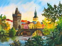 Картина раскраска с контурами на холсте 30*40см Rosa хлопок, акрил Города, Прага