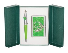 Ручки набір LANGRES "Crystal Heart" 1шт.+візитниця зелений LS.122008-04
