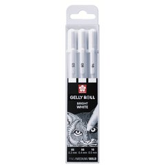 Гелева ручка Sakura набір BASIC WHITE БЕЛАЯ 3 розміри (05-08-10) POXPGBWH3C