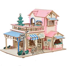 Деревянная сборная 3D модель WoodCraft Романтическое кафе (34,4*23,2*22,3см) XE-G044H