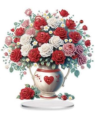 Алмазна мозаїка на підставці 20*24см Никитошка №156 Троянди у вазі