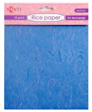 Папір для декупажу Santi рисовий 50*70см 25г/м 9527**, Блакитний
