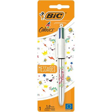 Кулькова ручка 4-х кольорова Bic Colours Message 4в1 1шт в блістере, колір асорті bc964905