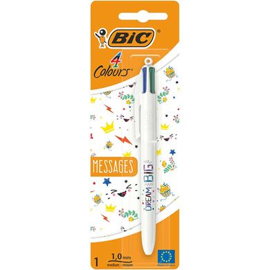 Кулькова ручка 4-х кольорова Bic Colours Message 4в1 1шт в блістере, колір асорті bc964905