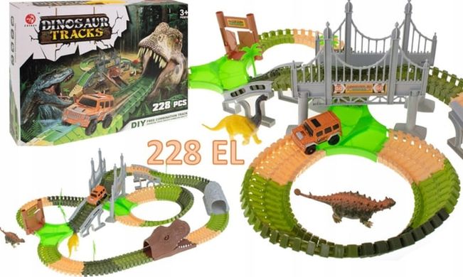 Игра сборная трасса Трек с динозаврами 72toys Dinosaur Tracks 228 элементов №К879