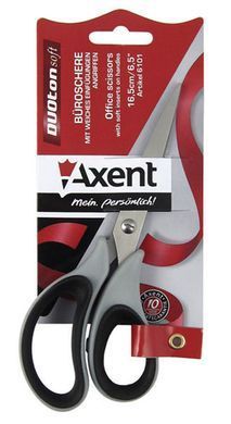 Ножиці Axent Duoton Soft 16,5см сіро-червоні 6101-06-А