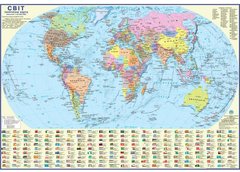 КАРТА Політична карта Світу 65*45см А2 ЛАМИНАЦИЯ М1:54000000
