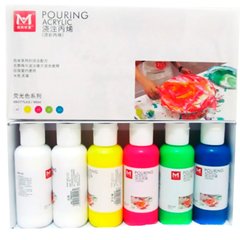 Краски акриловые жидкие Art Rangers Fluid Art набор 6цв. по 100мл неон PMA06100F