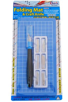 Набор для моделирования 2043: коврик самовосстанавливающийся, нож макетный, 6 сменных лезвий, DAFA