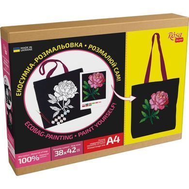 Сумка-шопер хлопковая, раскраска, 38*42см ручка 60см Rosa Talent 240 г/кв.м Ніжна півонія N0003614