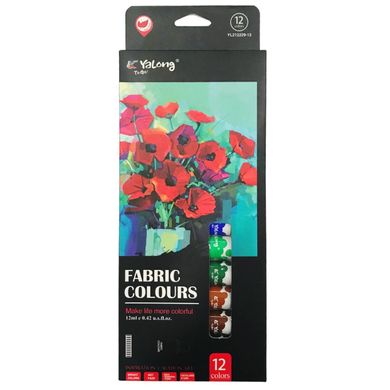 Фарби для тканин YaLong набір 12 кольорів по 12мл 212229-12