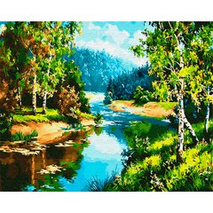 Картина раскраска по номерам на холсте - 40*50см Никитошка GX27931 Речка в лесу