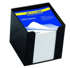 Папір для нотаток-куб БІЛИЙ 1000арк в пласт футлярі (чорний) BUROMAX 9*9*9см 2290-01